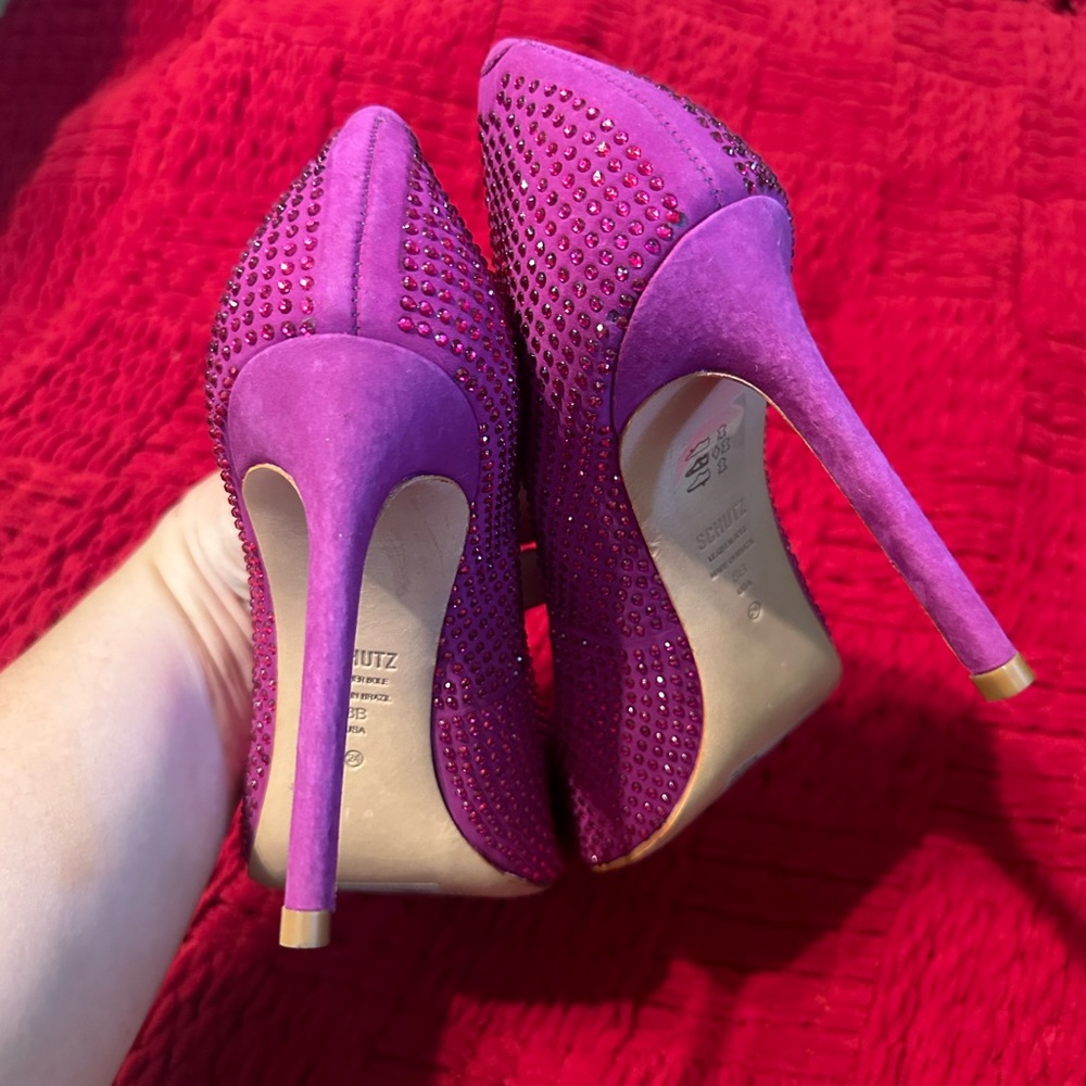 NWT Schutz gorgeous hot sexy magenta pink rhinestone encrusted go get ‘em heels - Picture 5 of 14